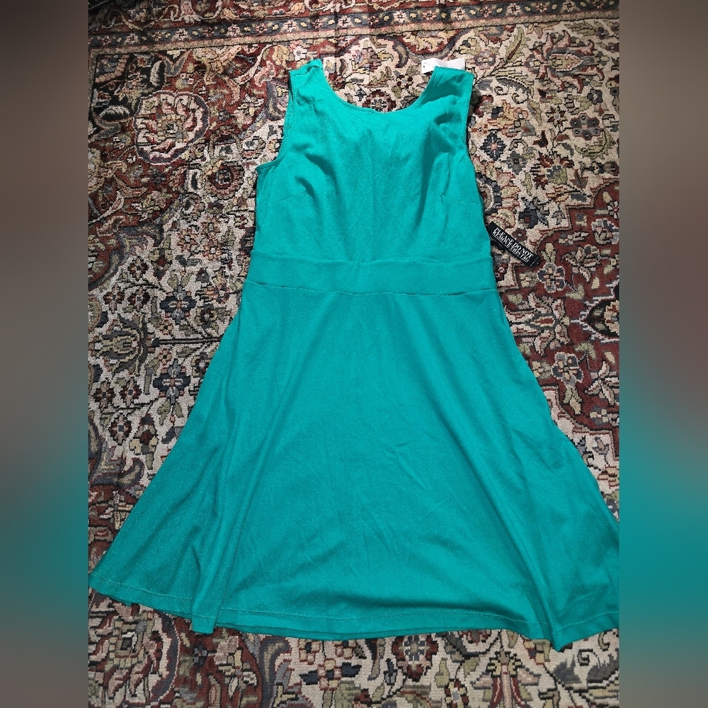 New York & Company Aqua Sleeveless Midi Dress